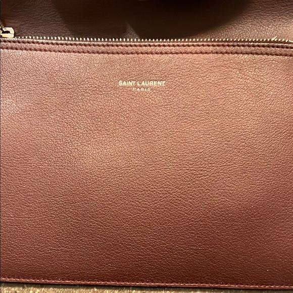 Saint Laurent Burgundy Leather Tote Bag - Picture 3 of 10